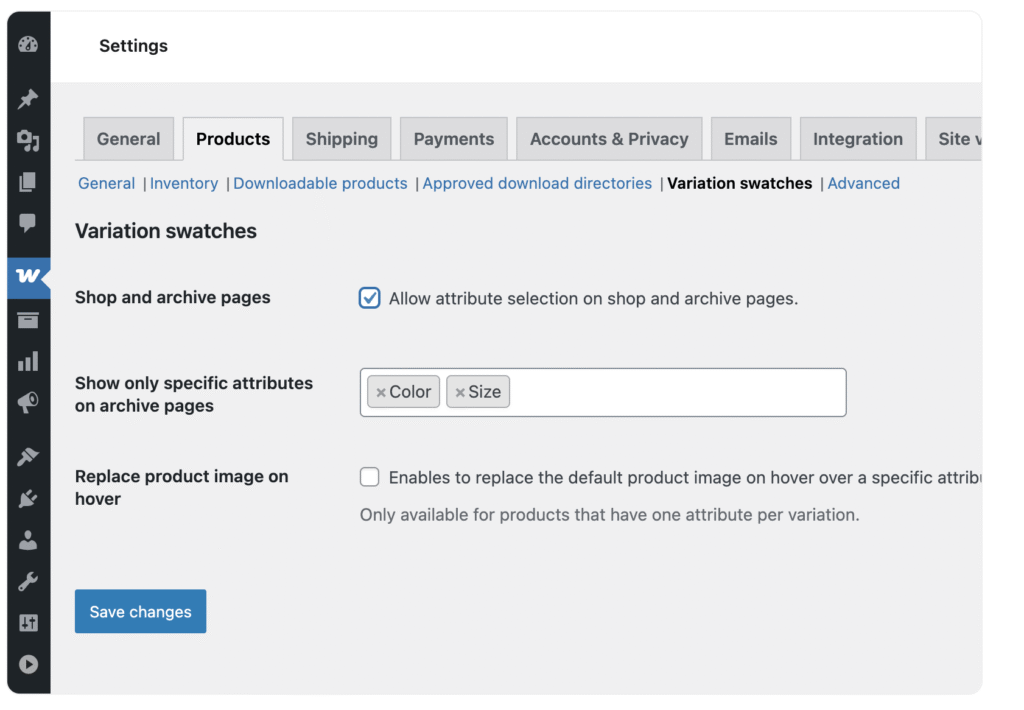 Simple Variation Swatches for WooCommerce